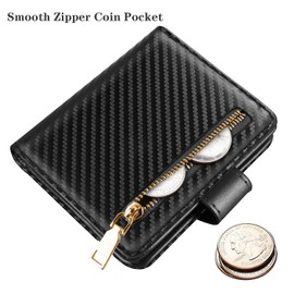 Simikol Minimalist Bifold Wallet RFID Credit Card Wallet Card Holder for Women or Men, Black Carbon Fiber