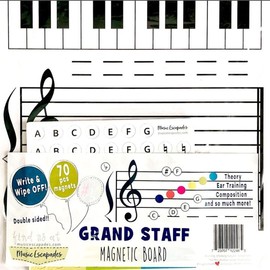 Grand Staff Dry Erase Board, Portable Magnetic Music Whiteboard for Practice