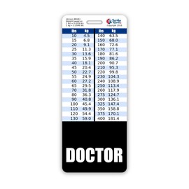 Doctor Badge Buddy Vertical w/Height & Weight Conversion Charts (Oversized, Black)
