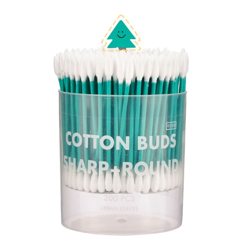 Urban Leaves Beauty Cotton Swabs Round + Pointed, 200 Count,