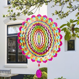 Wind Spinner, Hanging Wind Sculptures,Wind Spinners for Yard and Garden Decor,Yard Decorations Outdoor,Hanging Art Ornaments for Garden Yard Balcony Decor (Mandela Multicolor)