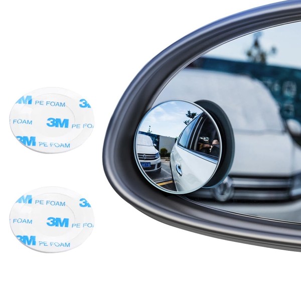 JSKWIKE Blind Spot Mirror, Round 2 Inch Convex Mirror Made of HD Glass, Frameless Exterior Mirror with Adjustable Wide Angle Lever for Cars, SUVs and Trucks, Pack of 2