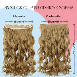 PRETTYSHOP 40 cm or 55 cm Clip-In Hair Extensions, Voluminous and Wavy Hairpiece