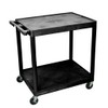 LUXOR TC22-B Large Flat Shelf Cart - Two Shelves, 4"