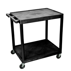 LUXOR TC22-B Large Flat Shelf Cart - Two Shelves, 4" Caster Wheels with Locking Brake, Assembly Required, 200 lbs. 32"W x 24"D x 34"H