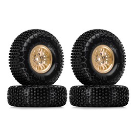 INJORA INJORA 1.0 XHX Pin Tires with 1.0 Plus Brass Beadlock Wheels Combo for 1/18 1/24 RC Crawlers Upgrade