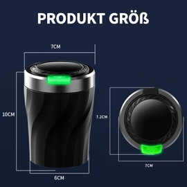 Car Ashtray, Pack of 2 Car Ashtrays with Luminous Opening Button, Smokeless Ashtray with Lid, Portable Stainless Steel Ashtray with LED Light, for Cars Van