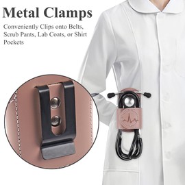 QIELIZI QIELIZI Stethoscope Holder Hip Clip.Night Shift Nurse Essentials Organizer,3M Littmann Stethoscope Belt Clip for Scrubs, Nursing Tools Holster Case,Teaching Stethoscope Holder &Accessories(1-Rose)