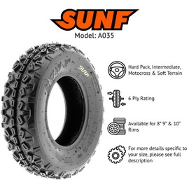 SunF 20x6-10 20x6x10 Knobby ATV UTV Tire 6 PR Tubeless - A035