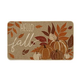 Artoid Mode Vintage Maple Leaves Pumpkin Fall Doormat, Autumn Home Decor Low-Profile Door Mat Switch Rug Floor Mat for Indoor Outdoor 17x29 Inch