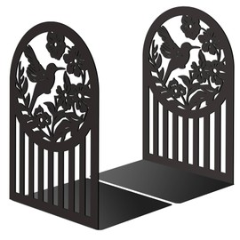 CRASPIRE 1 Pair Bird Metal Bookends 5.3x4.3x7.8 Decorative Hummingbird Flower Heavy Duty Study Non-Skid Tall Book Stoppers Holder Support Organizer Magazine for Shelves Desk Birthday Book Lover Gift