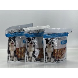 Chomp'ems Lot of 3 - Chomp'ems Triple Flavor Twists | Chicken | Bacon | Beefhide | 50 Pack