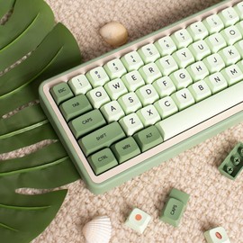 Matcha Green Keycaps 124 Keys XDA Profile Dye Sub PBT Keycaps Set Fit for 60% 65% 95% Cherry Mx Switches Mechanical Keyboards