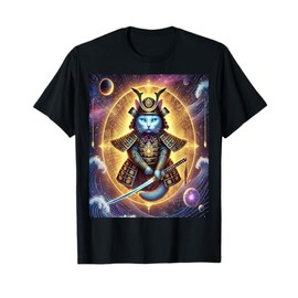 Astral Samurai Cat Guardian of the Celestial Waves T-Shirt