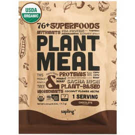 Plant Meal Replacement Shake - Chocolate - 25g of Plant Based Vegan Protein Powder, 76+ Organic Superfoods, Vitamins & Minerals, Mushrooms, Super Greens, Digestive Enzymes & Probiotics - 1 Serving