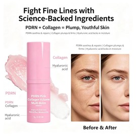 PDRN Pink Collagen Volume Multi Balm, All-In-One Face & Body Moisturizer Balm for Eyes, Neck, Wrinkles, Lips, Plumping & Radiance Skin Care