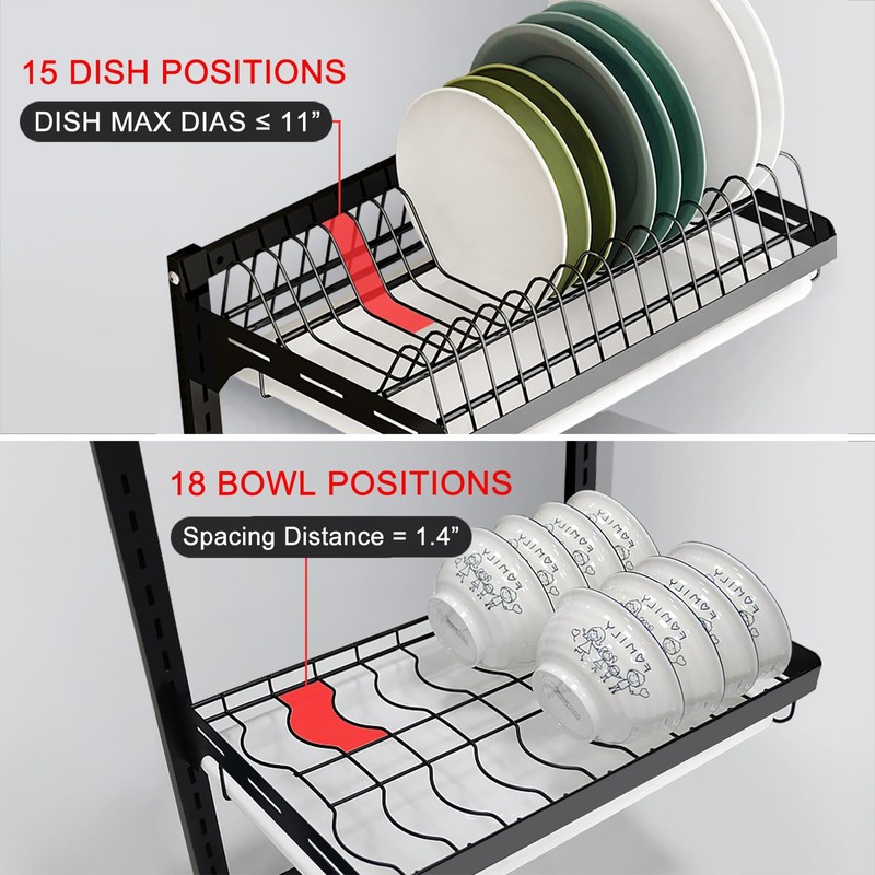Hanging Dish Drying Rack, Wall Mounted Dish Rack Kitchen, 2