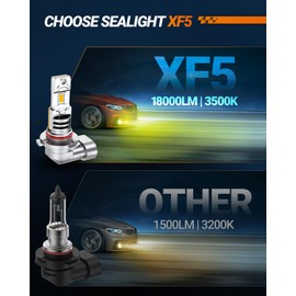 SEALIGHT H10 Fog Light Bulbs, 3500K Yellow 9145 Fog Bulbs with Cooling Fan, 𝟏𝟖𝟎𝟎𝟎𝐋𝐌 1:1 Size 9140 9040 9045 Fog Lamps Amber, 3 Mins Plug-N-Play, Pack of 2