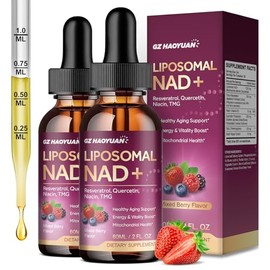 Suplemento liposomal NAD – 1200 mg NAD+ gotas líquidas para mujeres con nicotinamida, resveratrol, quercetina, TMG, extracto de pimienta negra, salud 