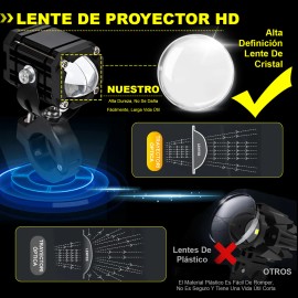 2 Faros Luces Led Auxiliares 4 Modos Lupa Para Moto
