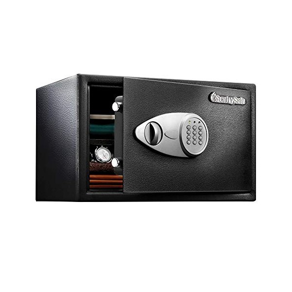 SentrySafe Security Safe with Digital Keypad Lock, Steel Safe with Interior Lining and Bolt Down Kit, 1.18 Cubic Feet, 10.6 x 16.9 x 14.6 Inches, X125