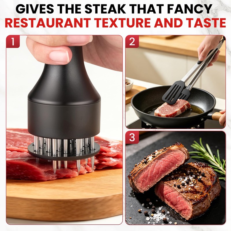 Meat Tenderizer Tool for Steak Tenderizing Marinade Cooking BBQ Grilling