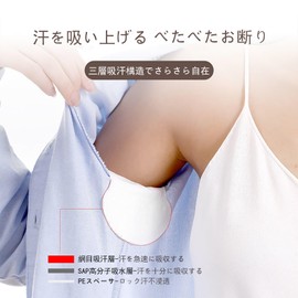 ALLVD Armpit Sweat Pads, 100 Sheets (50 Sets), Deodorizing Sweat-Prevention, Armpit Sweat Absorbing Pads, Contacts, Unisex