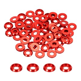 QUARKZMAN M5 Cone Cup Countersunk Discs Hole Diameter 5 mm / 0.2 Inch Aluminium Seals Cup Washer Seal for Screw RC/FPV/PC/Drone/Mechanical Accessories Model Parts, Pack of 60 (Red)