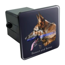 GRAPHICS & MORE Protect and Serve K9 Police Thin Blue Line German Shepherd Dog Tow Trailer Hitch Cover Plug Insert