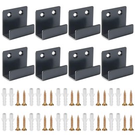 Hwtcjx Pack of 8 U Angle Brackets, Z-Angle, Heavy Duty Wall Hooks, Ceramic Tile Stand, Metal Hooks with Screws, Expansion Tube, for Oil Painting Display, Picture Frame Display (Black, 20 mm Inner