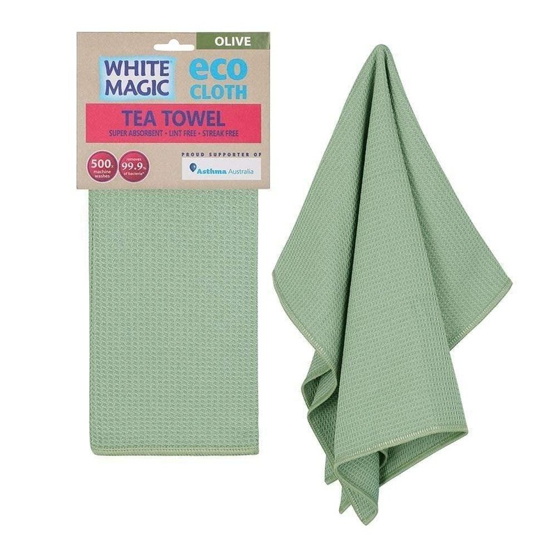 White Magic Tea Towel Single Pack, Olive – Recycled Plastic