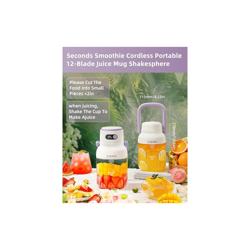 ZHENMI Portable Blender - On-the-Go Smoothie Maker