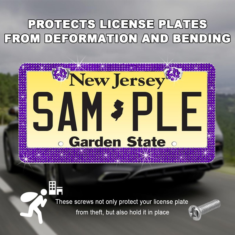 DXNQ Bling License Plate Frame, Sparkly Rhinestone Diamond License Plate