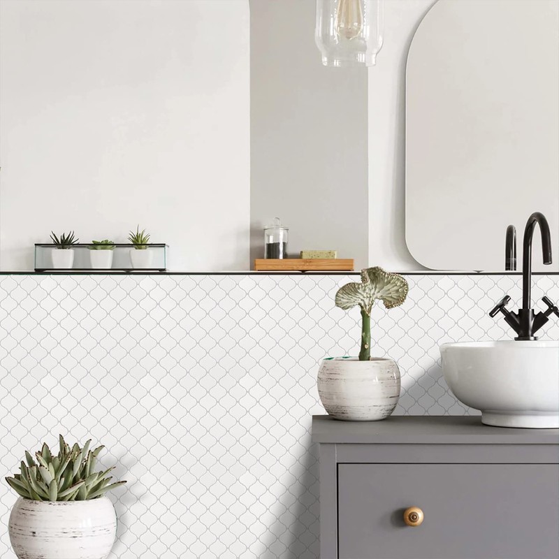STICKGOO Arabesque Tile Peel and Stick Backsplash, 12”X12” Backsplash Tile