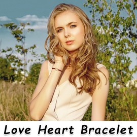 J.Endéar Multicolored Heart Bracelet for Women 925 Sterling Silver Rose Gold Handmade Braided Bracelet Thread String with Adjustable Chain 16+8cm