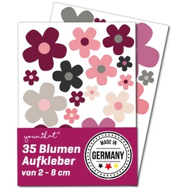 younikat kfz_286 Flower Sticker Set Flowers Red Beige I Flower Power Sticker I Weatherproof I