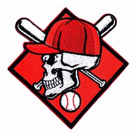 Skull Baseball Crossbone Bat Softball Baseball Sport Equipment Kids Cartoon Iron on Patch Embroidered Patch Supplies for Jacket Bags Jeans Backpack Clothes DIY