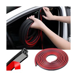 Mandark Car Door Seal Strip, Rubber Double Layer Vehicle Weather Stripping, 32.8ft 4 Holes Soundproof Self Adhesive Automotive Sealing Strip Accessories, Universal for SUV, Truck, RV