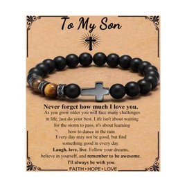 QWNHONEY To My Son Bracelet Gifts from Mom Dad Christmas Stocking Stuffers Gifts for Son Valentines Day Birthday Easter Fathers Day Graduation Anniversary