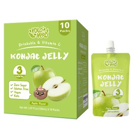 VOLO VERO Konjac Jelly Squeeze Pouch Apple Flavor, Low Calories (3 Kcal), 10 Packs, Gluten Free & Vegan, 0 Sugar, Keto, Low Carb, Drinkable Vitamin C Healthy Snacks, Holiday Gifts