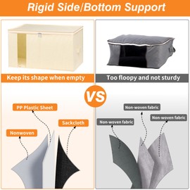 punemi Comforter Storage Bag with Zipper, 2Pcs Sturdy Structure Organizer Bag for King/Queen Quilt Duvet Pillows Blankets Bedding Sweaters, Large Collapsible Organizers Bag, 21.7x14.2x11.8in