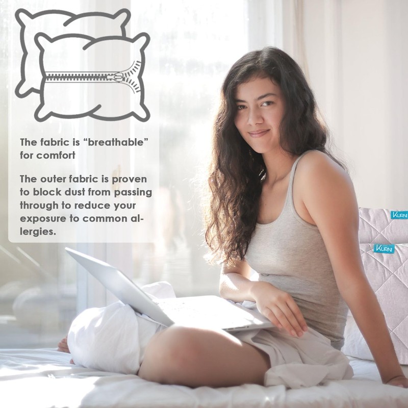 Pillow Protectors 4 Pack Cover Grey, Anti Allergy Zipped Pillows