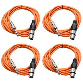 Seismic Audio - SATRXL-F10-4 Pack of 10 Foot 1/4 Inch TRS to XLR Female Patch Cables - Balanced - 10 Foot Patch Cord - Orange and Orange