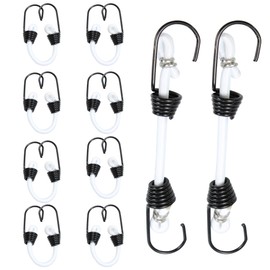 PDETVEO 10PCS 2 Inch Mini Bungee Cords with Hooks, White Elastic Bungee Cords Heavy Duty Outdoor Tarp Bungee Straps