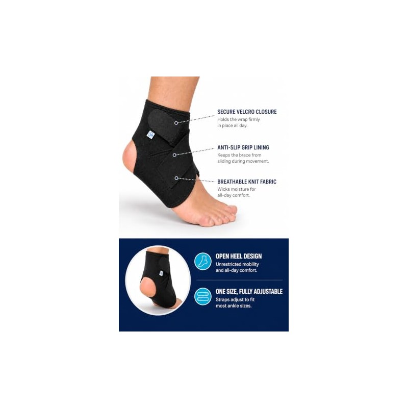 Ankle Support Brace — Adjustable Wrap for Sprains, Breathable, Unisex