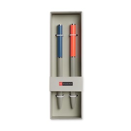 Miquelrius Set of 2 Blue Ballpoint Pens Ideal for School Supplies, 0.7mm Point, Office Supplies, Beautiful Stationery, Rotating Ballpoint Pen, Blue/Red