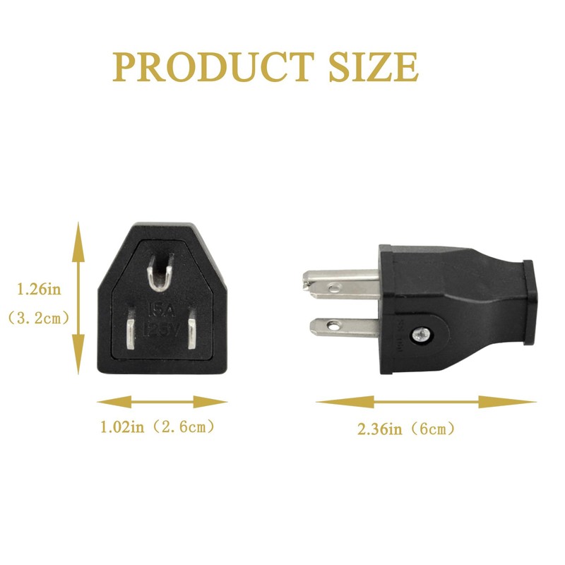 3 Prong Electric Plug Replacement Extension Cord Ends 125V 15A