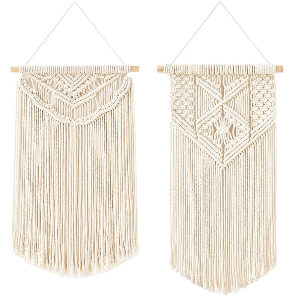 Mkouo Set of 2 Macrame Wall Hanging Art Woven Wall Decoration