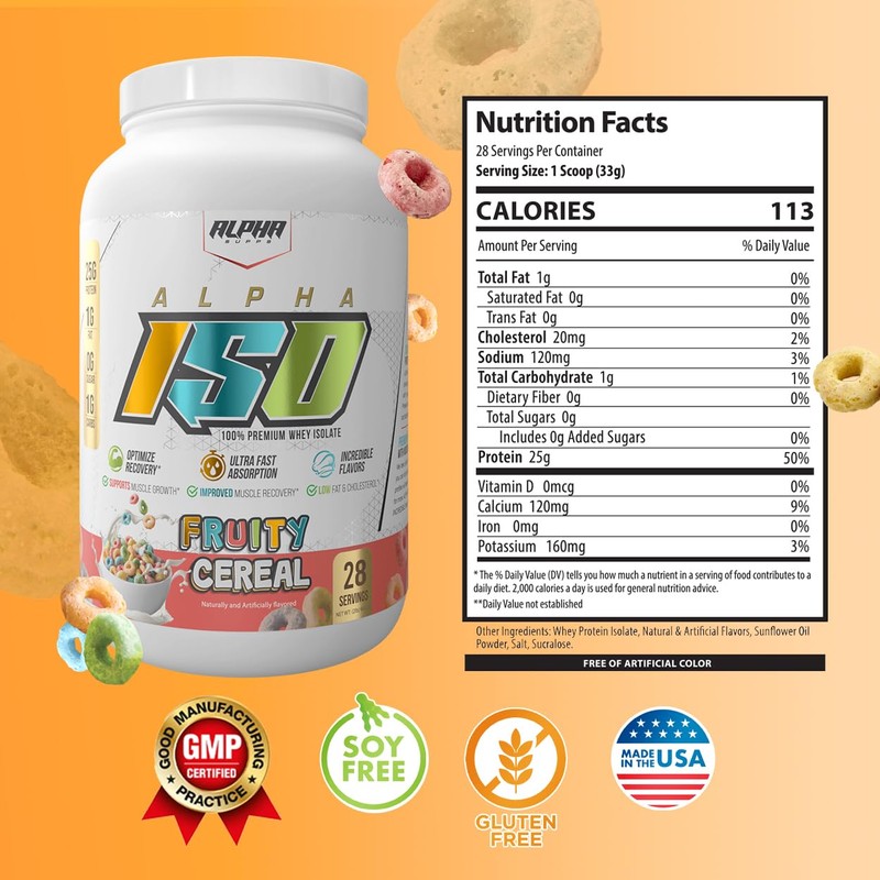 Alpha Supps ISO, Low Carb 100% Whey Protein Isolate Powder,
