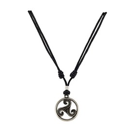 BlueRica Triskelion Celtic Symbol (Trinity, Eternity) on Adjustable Cord Necklace, Zinc, No Gemstone